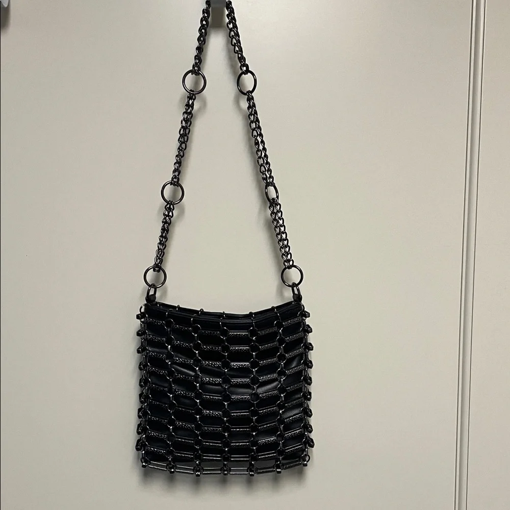 Topshop Gunmetal Chain Shoulder Bag - Picture 1 of 6
